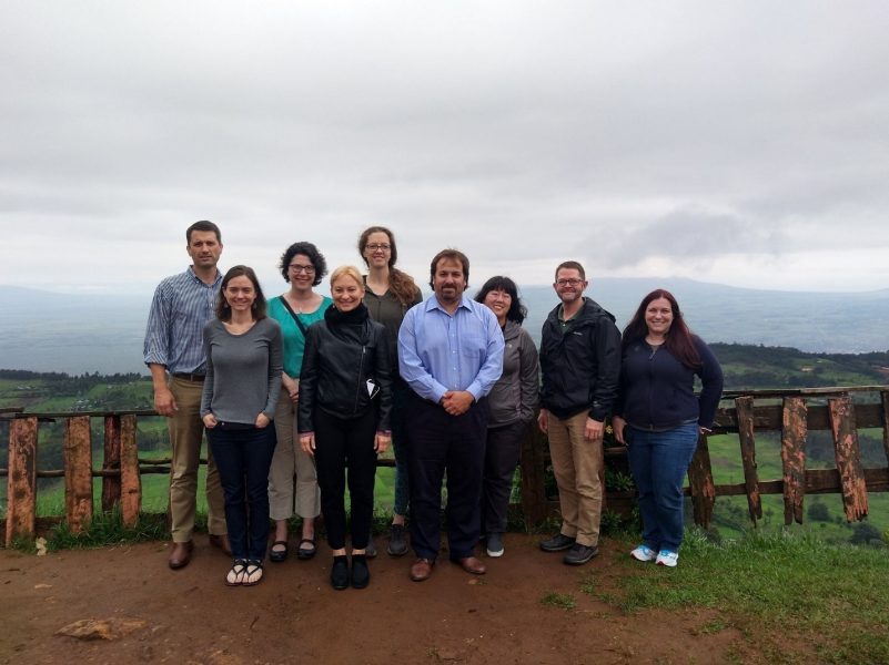 The GOI gang at the African Rift Valley in Kenya. L-R Ben Grove, Cassidy Rist, Monica Ponder, Vivica Kraak, Gill Eastwood, Gonzalo Ferreira, Tiffany Drape, Tom Thompson, Jamie Stewart.