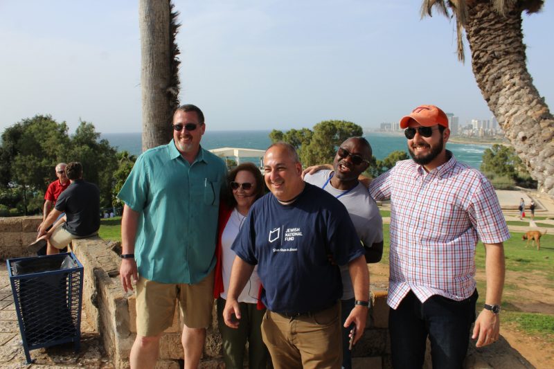 20190828_JewishNationalFund Alan Earl, Ed Smith, and Vitor Mercadante with colleagues in Jaffa, Israel