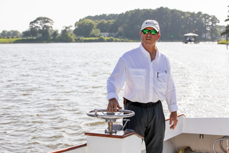 Image of Lynn Gayle on a boat in the Chesapeake.