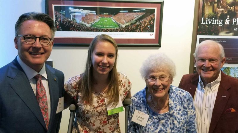 President Sands, CALS student Allison Haines, and Frances and Buddy Russell 2018