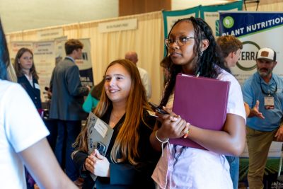 Students talking with employers
