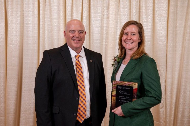 College of Agriculture and Life Sciences awarded Fiedler (at right) with a 2023 Celebration of Ut Prosim Award for her work as an outstanding alumna in the global community.