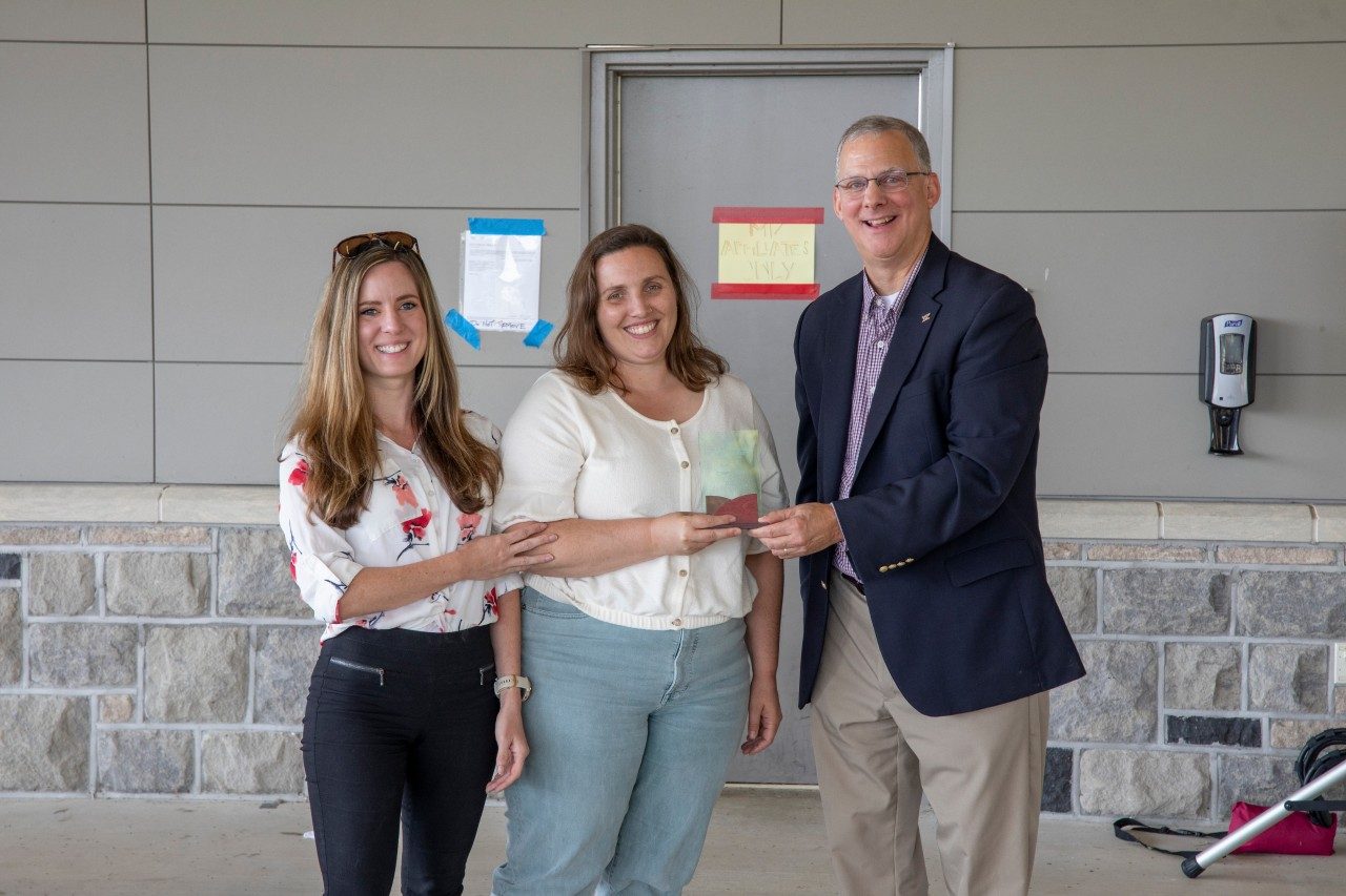 Dean Grant with the first 2022 CALS Team Award Recipient, Virginia Tech Center for Food Systems and Community Transformation