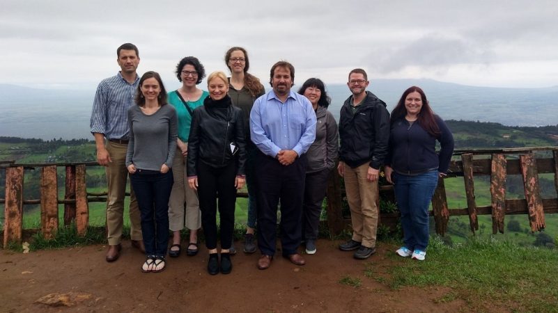 GOI group at the African Rift Valley in Kenya. L-R Ben Grove, Cassidy Rist, Monica Ponder, Vivica Kraak, Gill Eastwood, Gonzalo Ferreira, Tiffany Drape, Tom Thompson, Jamie Stewart.