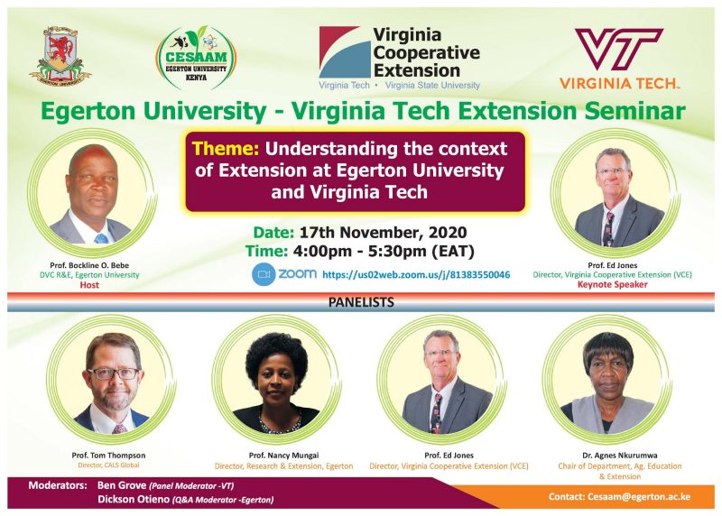 Egerton University - Virginia Tech Extension Seminar Flyer