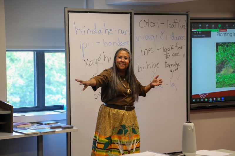 Victoria Ferguson (Monacan) gives a talk on Eastern Siouan traditional food practices.